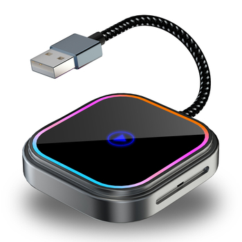 CXZ521 CarPlay belaidis adapteris skirtas laidiniam CarPlay ir Android Auto; aliuminio lydinys; USB sąsaja; kapacitacinis jutiklinis ekranas