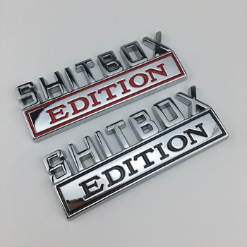 Automobilio emblema, cinko lydinys, SHITBOX EDITION, klijuota montavimas