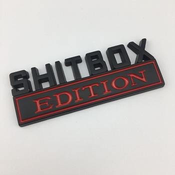 Automobilio emblema, cinko lydinys, SHITBOX EDITION, klijuota montavimas