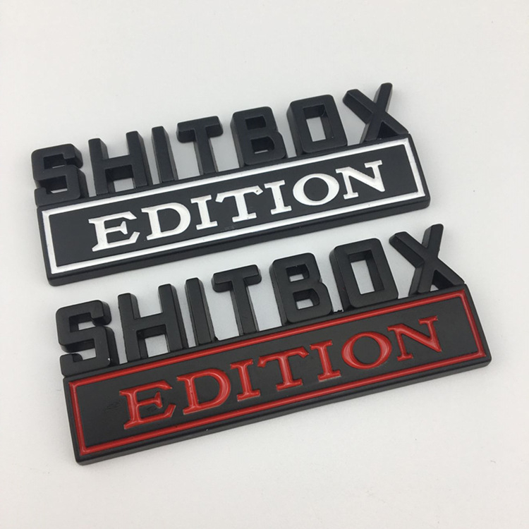 Automobilio emblema, cinko lydinys, SHITBOX EDITION, klijuota montavimas