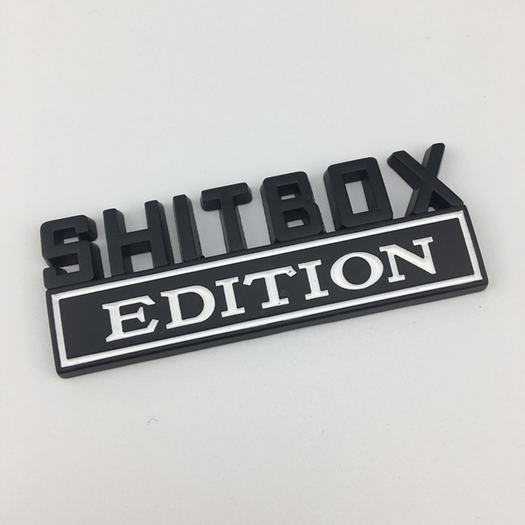 Automobilio emblema, cinko lydinys, SHITBOX EDITION, klijuota montavimas