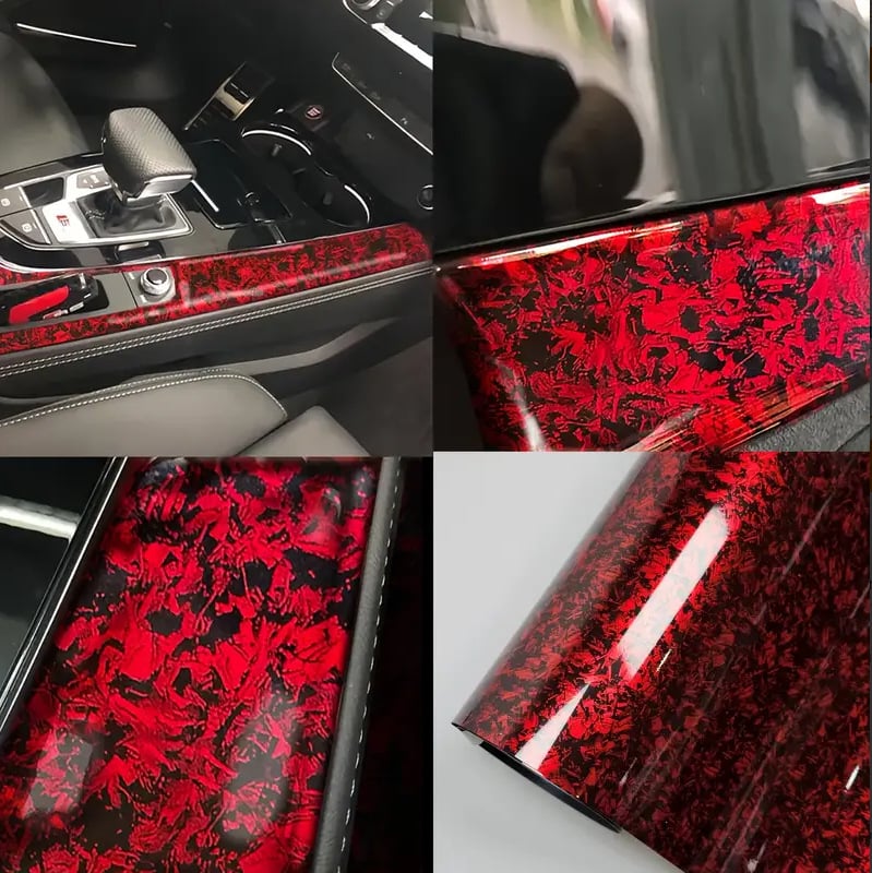 Automobilio vidinės dalies lipdukas su PET pluošto anglies raštu, PVC medžiaga, lipnus montavimas, visam automobiliui