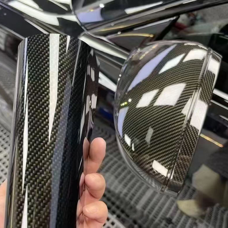Automobilio vidinės dalies lipdukas su PET pluošto anglies raštu, PVC medžiaga, lipnus montavimas, visam automobiliui