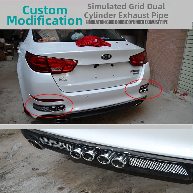 Zadný dekoratívny ventíl automobilu – falošný výfuk, simulácia, filmový materiál, samolepiace, prispôsobiteľné