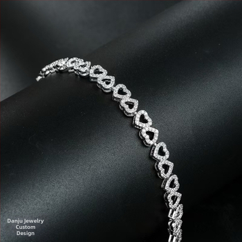 Cirkonio apyrankė su deimantiniu pjovimu, širdies ir lašinio formos moterims