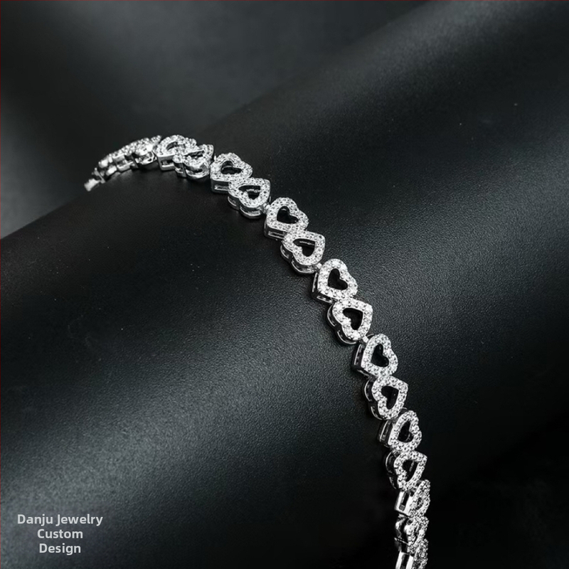 Náramok zo zirkónu s diamantovou úpravou, tvar srdca a kvapky, pre ženy