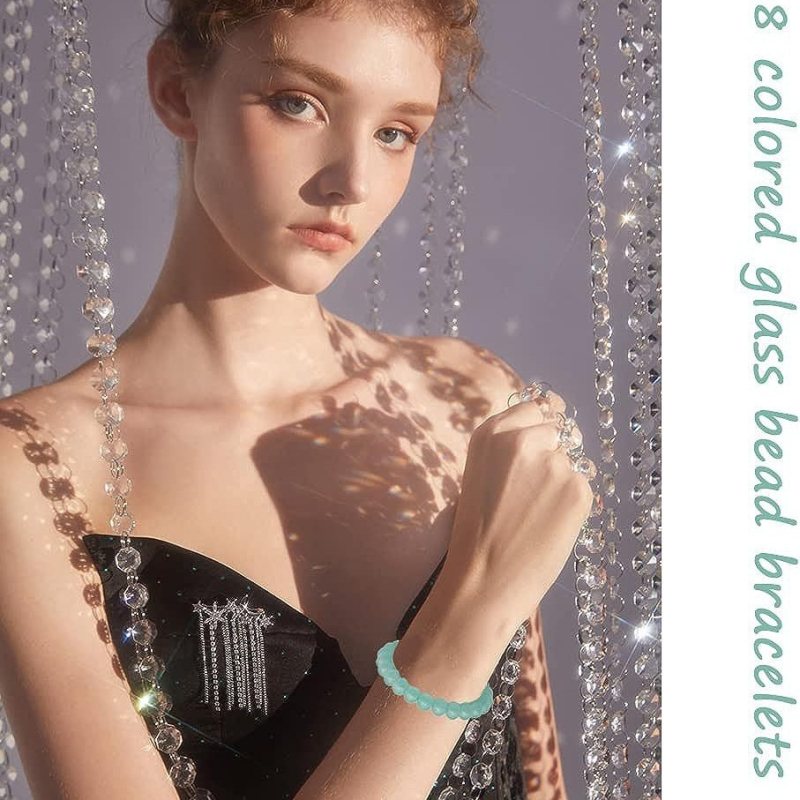 Stiklo karoliukų tempiamojo apyrankių rinkinys, 18 vnt., moterims retro geometrinio stiliaus