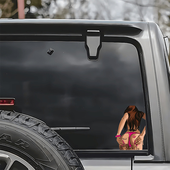 Atsparus vandeniui vinilinė lipdukas su karikatūrine grožybe automobiliui, nešiojamam kompiuteriui, RV, sunkvežimiui ir motociklui – lipuojamas, karikatūrų raštas, siurbimo puodo montavimas