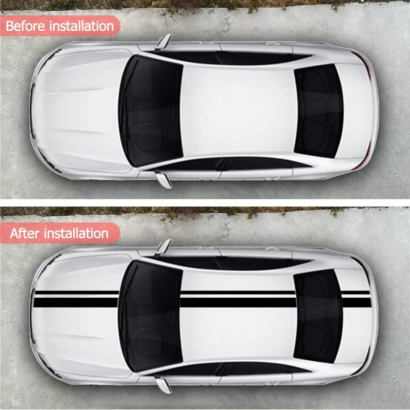 Yuecai 3‑τεμάχιο σετ αυτοκόλλητων ριγών βινύλίου για μπροστινό κάλυμμα αυτοκινήτου, αυτοκόλλητη εγκατάσταση