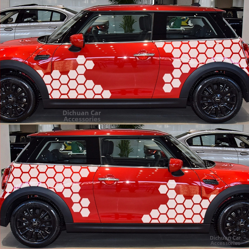 Kashes samolepiaca nálepka na karosériu auta s vzorom hexagonálnych buniek, inštalácia lepením