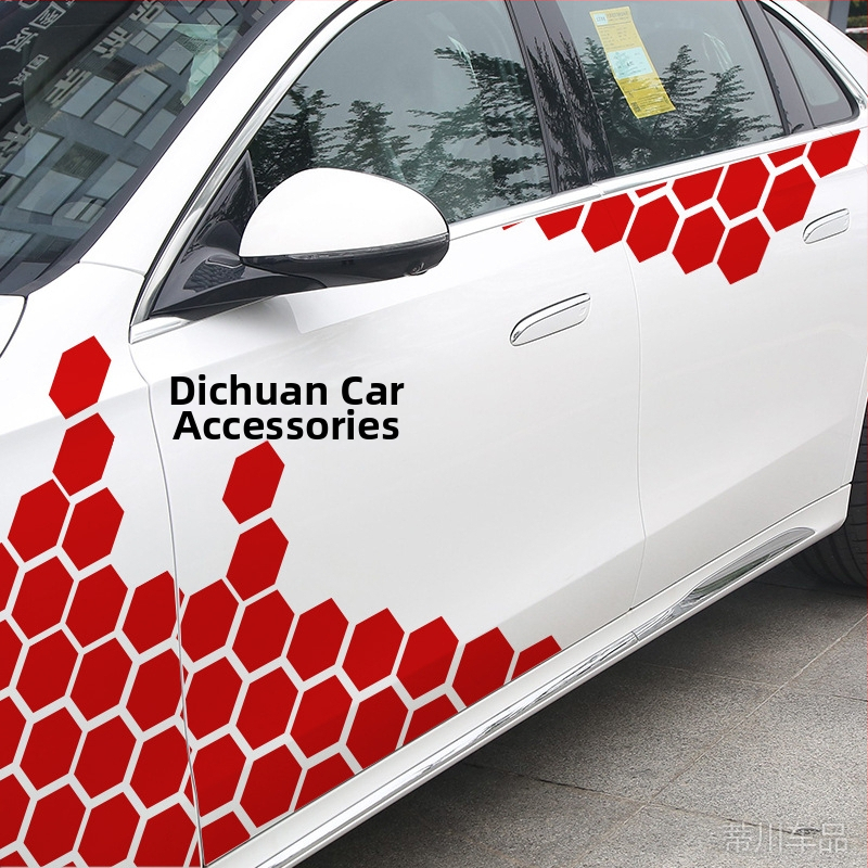 Kashes samolepiaca nálepka na karosériu auta s vzorom hexagonálnych buniek, inštalácia lepením