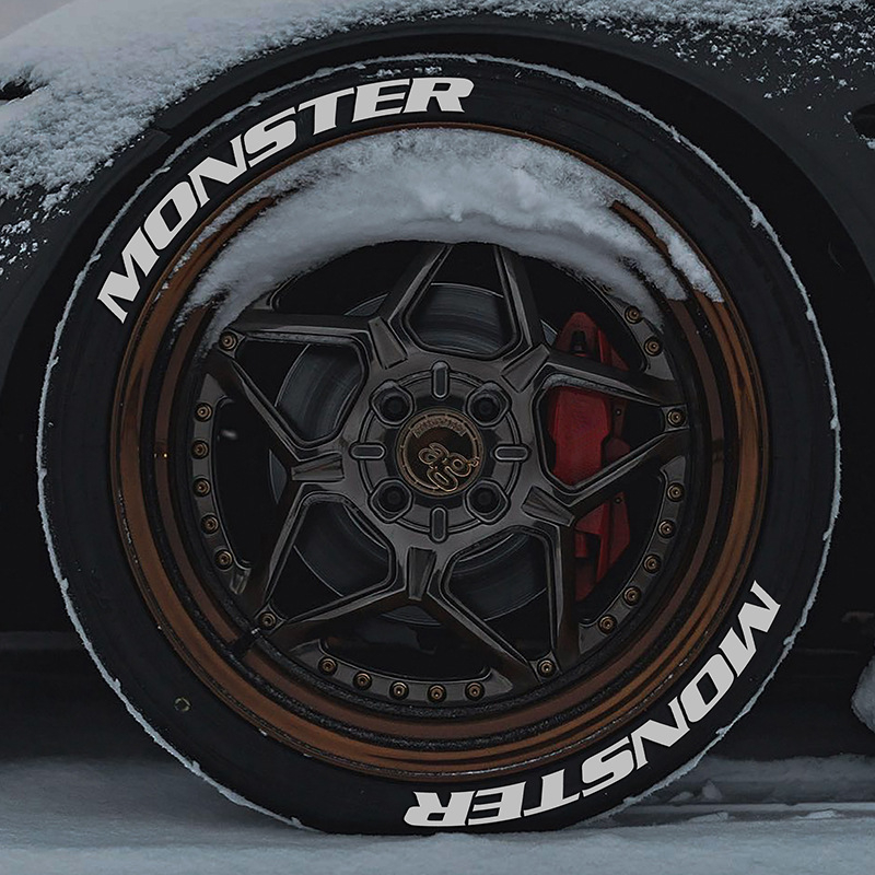 Διακοσμητικές ετικέτες γραμμάτων σε ελαστικά αυτοκινήτων, 3D MONSTER στυλ, καουτσούκ, προσαρμόσιμες, αυτοκόλλητο σώματος