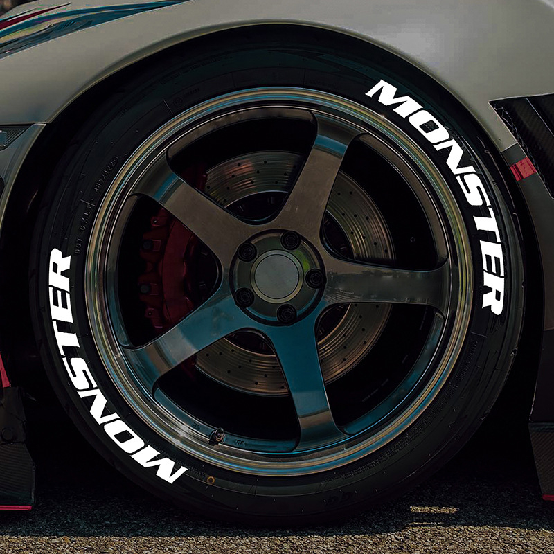 Διακοσμητικές ετικέτες γραμμάτων σε ελαστικά αυτοκινήτων, 3D MONSTER στυλ, καουτσούκ, προσαρμόσιμες, αυτοκόλλητο σώματος