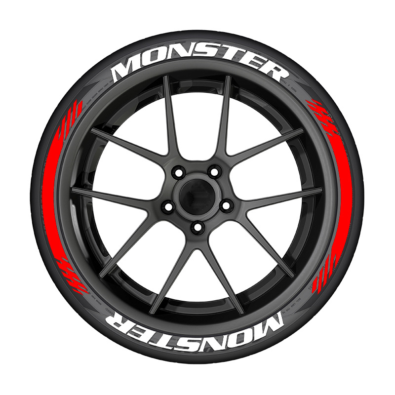 Διακοσμητικές ετικέτες γραμμάτων σε ελαστικά αυτοκινήτων, 3D MONSTER στυλ, καουτσούκ, προσαρμόσιμες, αυτοκόλλητο σώματος