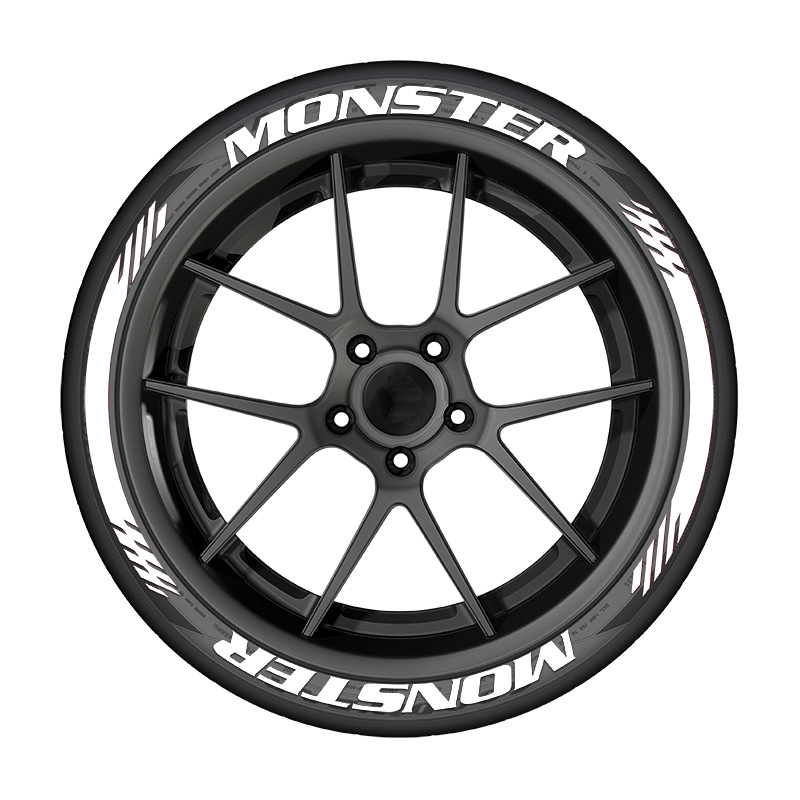 Διακοσμητικές ετικέτες γραμμάτων σε ελαστικά αυτοκινήτων, 3D MONSTER στυλ, καουτσούκ, προσαρμόσιμες, αυτοκόλλητο σώματος