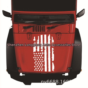 D-778 Ραγισμένος αμερικάνικος σημαίας τοτέμ για το καπό αυτοκινήτου — αυτοκόλλητο σώματος, τοποθέτηση με κόλλα, μοτίβο 11, δυνατότητα παραμετροποίησης