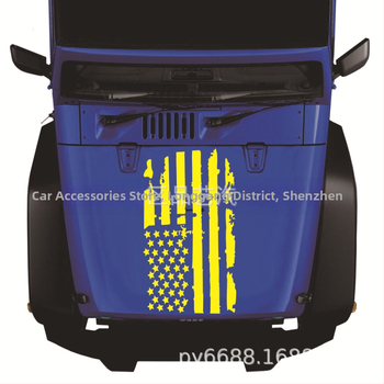 D-778 Ραγισμένος αμερικάνικος σημαίας τοτέμ για το καπό αυτοκινήτου — αυτοκόλλητο σώματος, τοποθέτηση με κόλλα, μοτίβο 11, δυνατότητα παραμετροποίησης