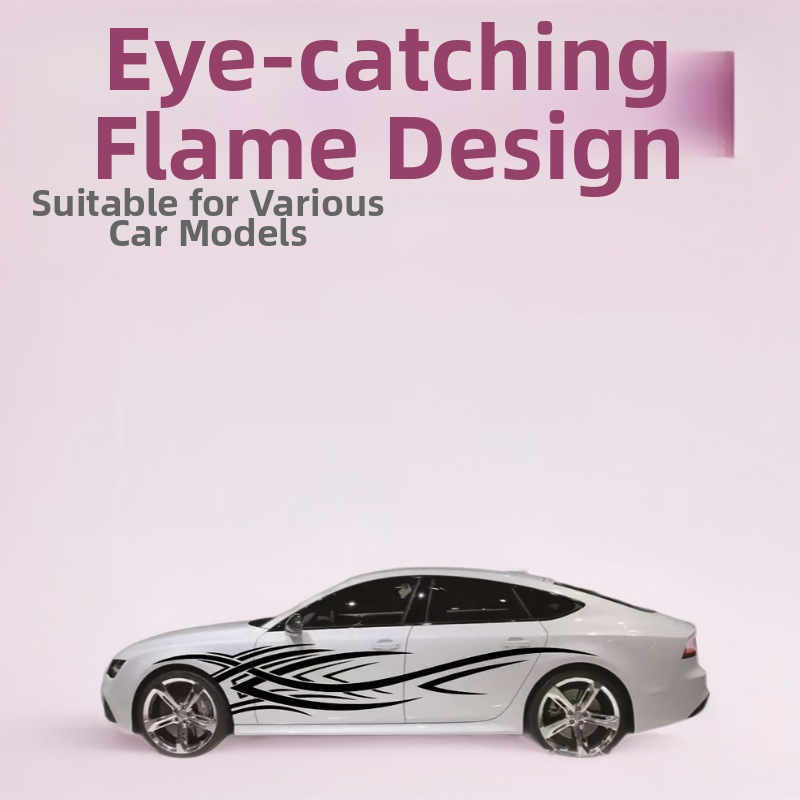 Αυτοκόλλητα φλόγες για το σώμα του αυτοκινήτου, σετ 2 τεμάχια (αριστερά-δεξιά), βινύλ με ριγέ μοτίβο, ισχυρή κόλλα, αυτοκόλλητη εγκατάσταση