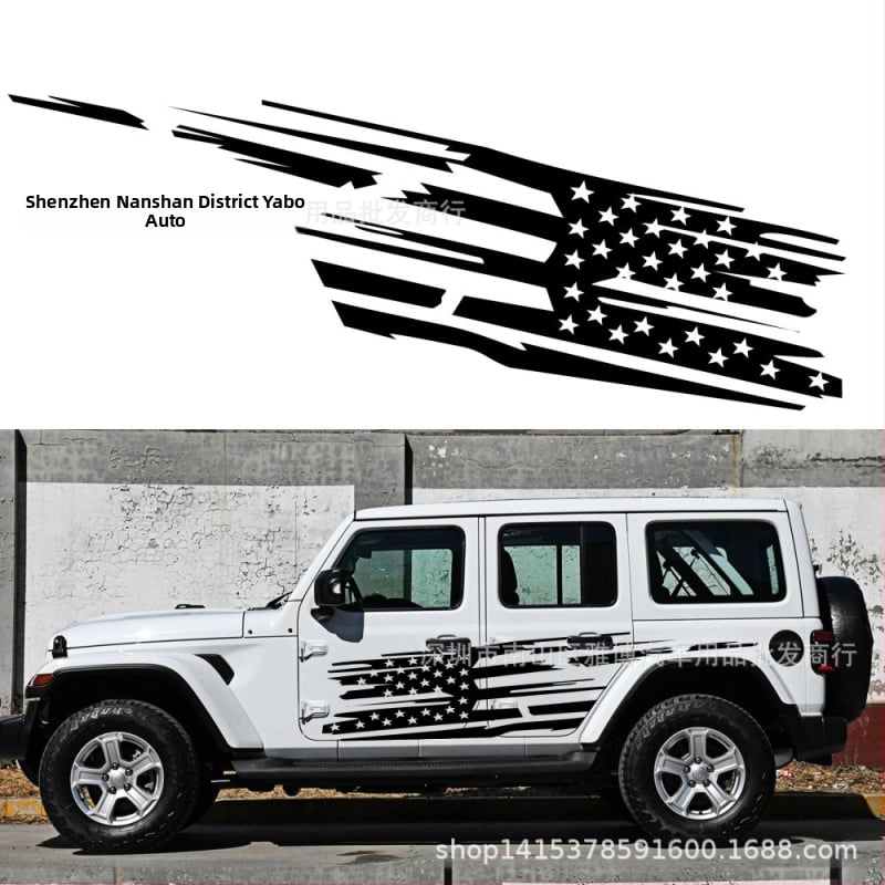 D-1277 αυτοκόλλητο για το σώμα του Wrangler με ρίγες και γραφικό εθνικής σημαίας, PVC βινύλιο, ισχυρή πρόσφυση, εξωτερική χρήση, σειρά ρίγες