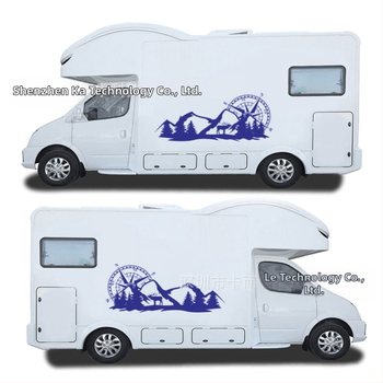 Automašīnas korpusa pašlīmējošā uzlīme ar kalnu motīvu un kompasu dizainu, PVC materiāls, piemērota durvīm un sānu paneļiem RV un bezceļu transportlīdzekļiem