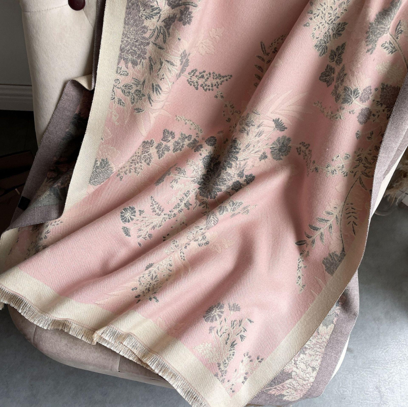 Κασμίρ φουλάρι — φλοράλ ζακάρντ μοτίβο, warp-knit, διακοσμητικό, για όλες τις εποχές