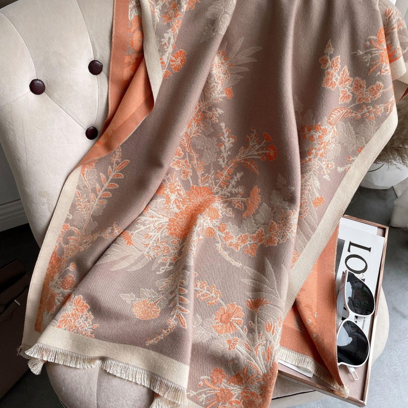 Κασμίρ φουλάρι — φλοράλ ζακάρντ μοτίβο, warp-knit, διακοσμητικό, για όλες τις εποχές