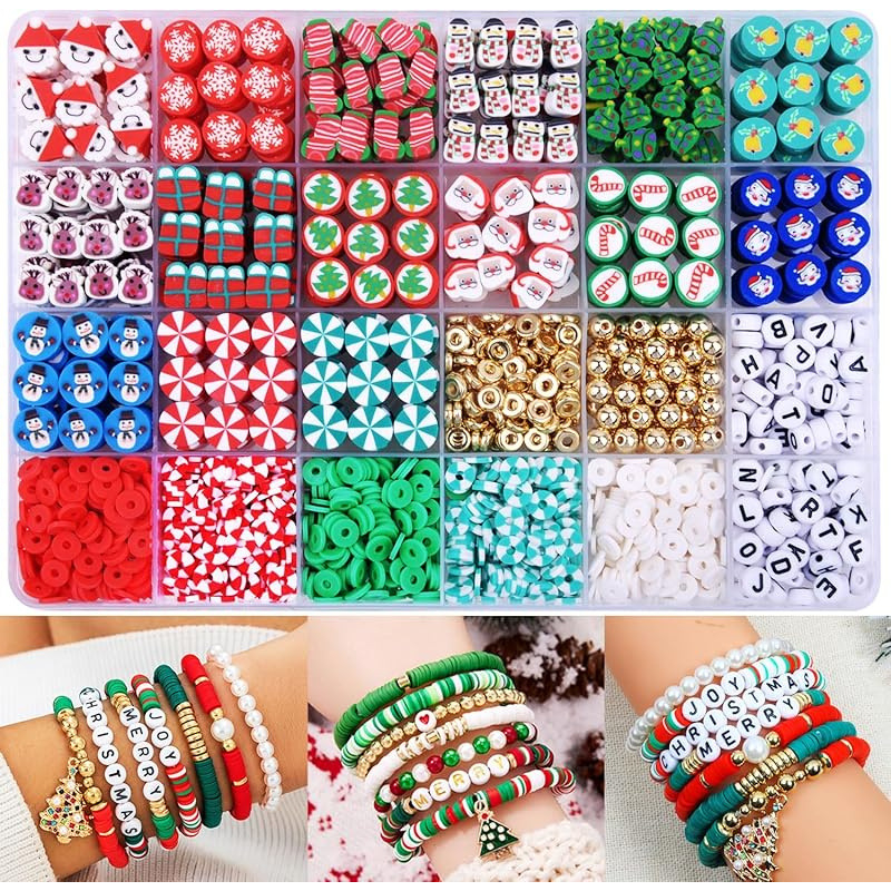 Σετ κατασκευής βραχιολιού από πολυμερή πηλό με χάντρες για τη Γιορτή του Αγίου Πατρικίου, 3480 χάντρες, 24 στυλ, μαλακός πηλός, ηλεκτροπλατίωση