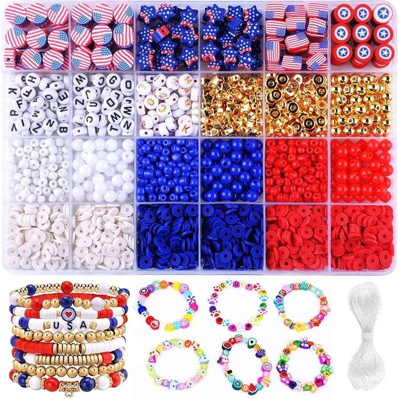 Σετ κατασκευής βραχιολιού από πολυμερή πηλό με χάντρες για τη Γιορτή του Αγίου Πατρικίου, 3480 χάντρες, 24 στυλ, μαλακός πηλός, ηλεκτροπλατίωση