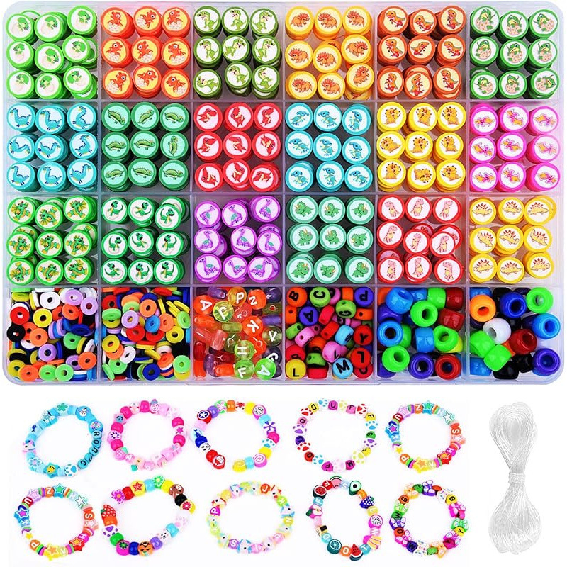 Σετ κατασκευής βραχιολιού από πολυμερή πηλό με χάντρες για τη Γιορτή του Αγίου Πατρικίου, 3480 χάντρες, 24 στυλ, μαλακός πηλός, ηλεκτροπλατίωση