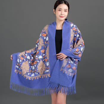 Κεντημένο φουλάρι, warp-knit ύφανση από συνθετικό κασμίρ, ζεστό, για τέσσερις εποχές, πολυεστερική μίξη