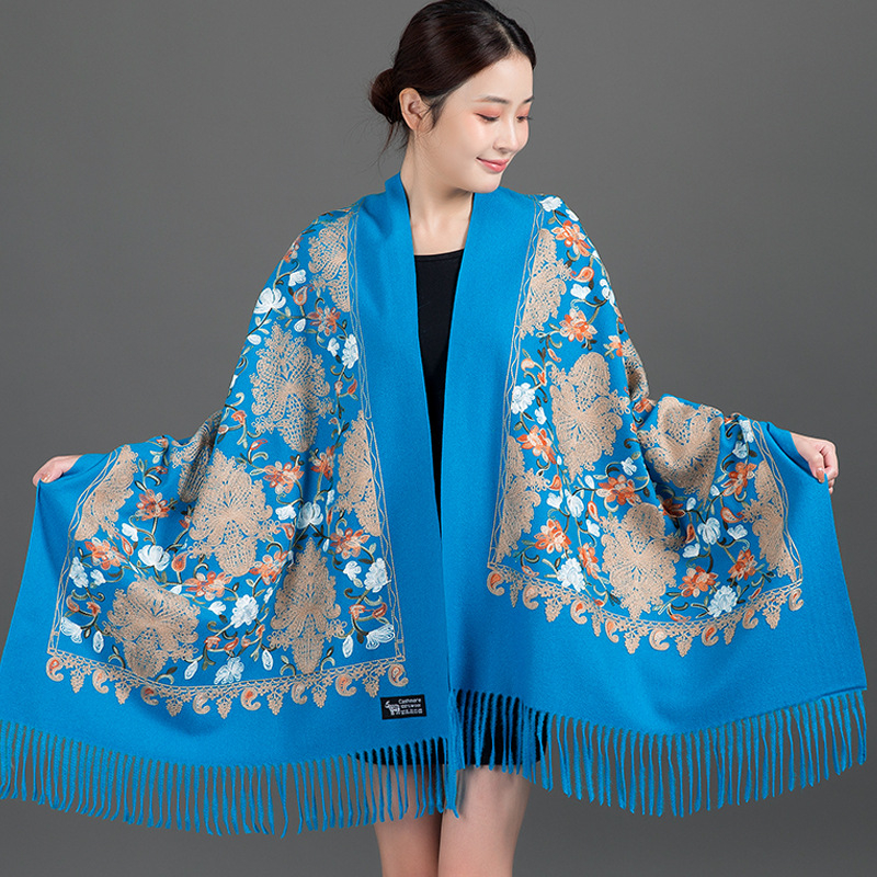 Κεντημένο φουλάρι, warp-knit ύφανση από συνθετικό κασμίρ, ζεστό, για τέσσερις εποχές, πολυεστερική μίξη