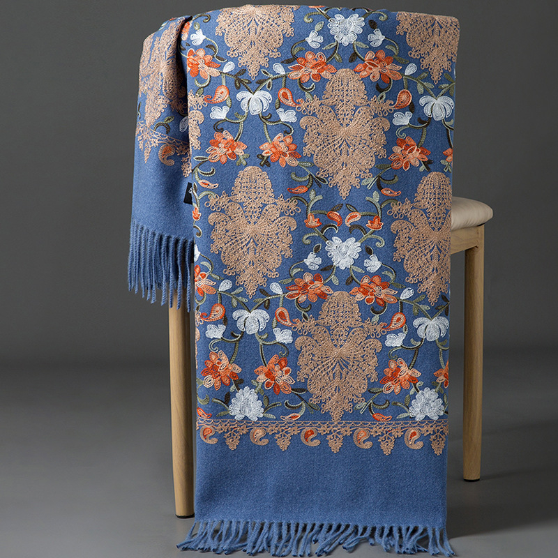 Κεντημένο φουλάρι, warp-knit ύφανση από συνθετικό κασμίρ, ζεστό, για τέσσερις εποχές, πολυεστερική μίξη