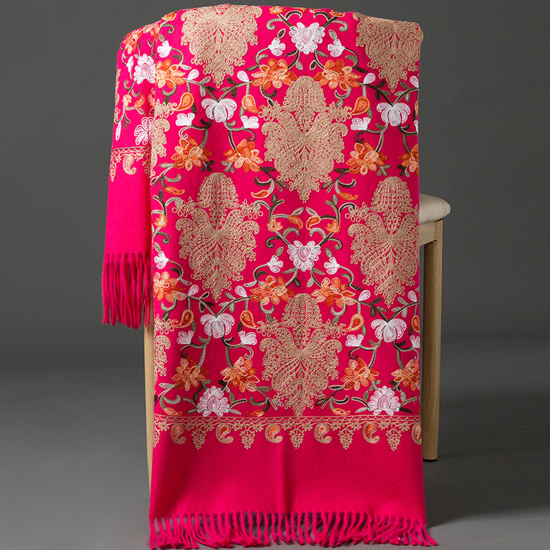 Κεντημένο φουλάρι, warp-knit ύφανση από συνθετικό κασμίρ, ζεστό, για τέσσερις εποχές, πολυεστερική μίξη