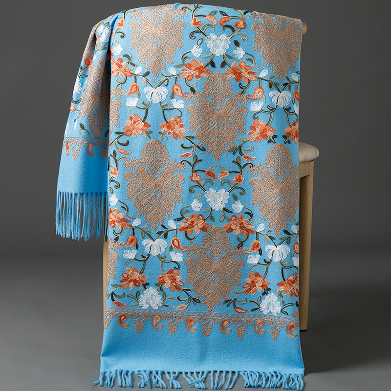 Κεντημένο φουλάρι, warp-knit ύφανση από συνθετικό κασμίρ, ζεστό, για τέσσερις εποχές, πολυεστερική μίξη