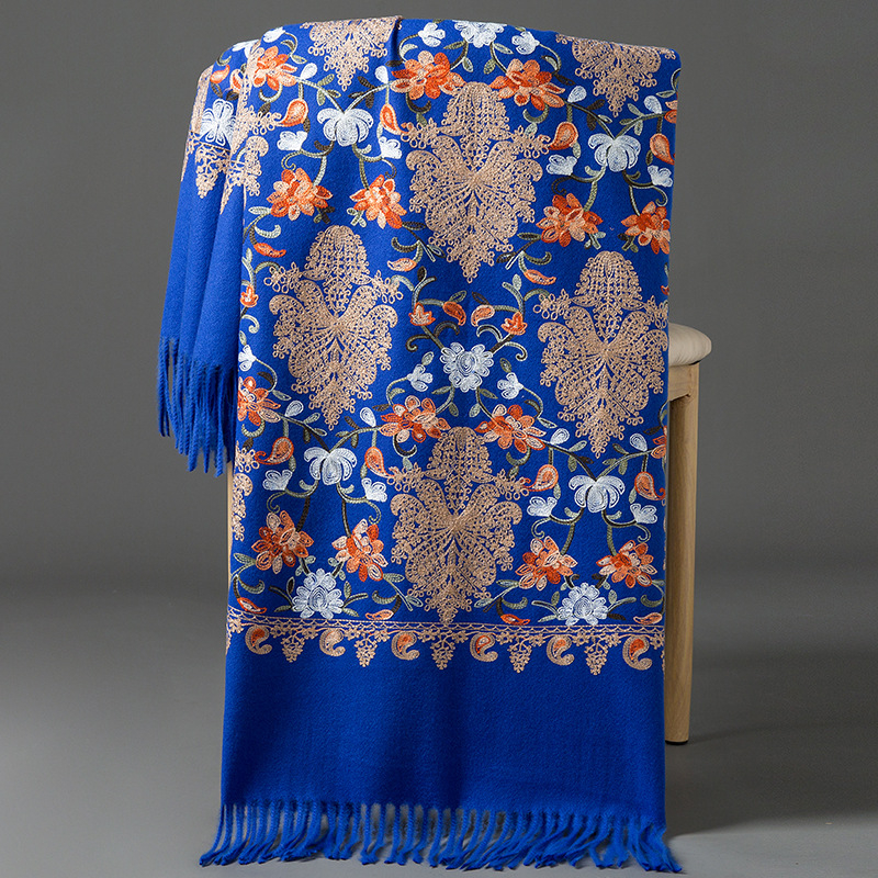 Κεντημένο φουλάρι, warp-knit ύφανση από συνθετικό κασμίρ, ζεστό, για τέσσερις εποχές, πολυεστερική μίξη