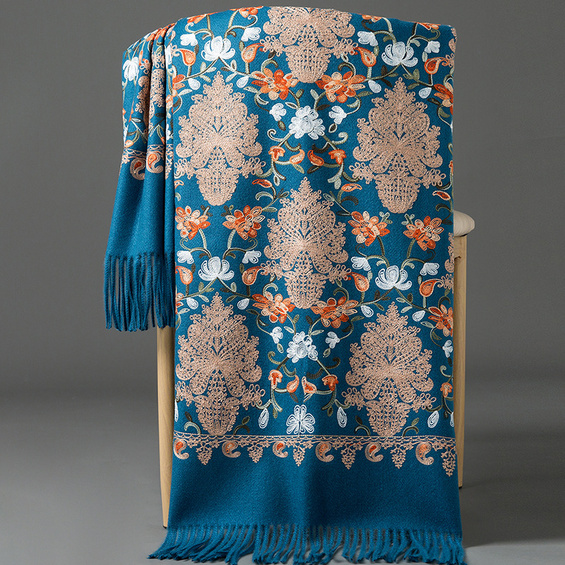 Κεντημένο φουλάρι, warp-knit ύφανση από συνθετικό κασμίρ, ζεστό, για τέσσερις εποχές, πολυεστερική μίξη