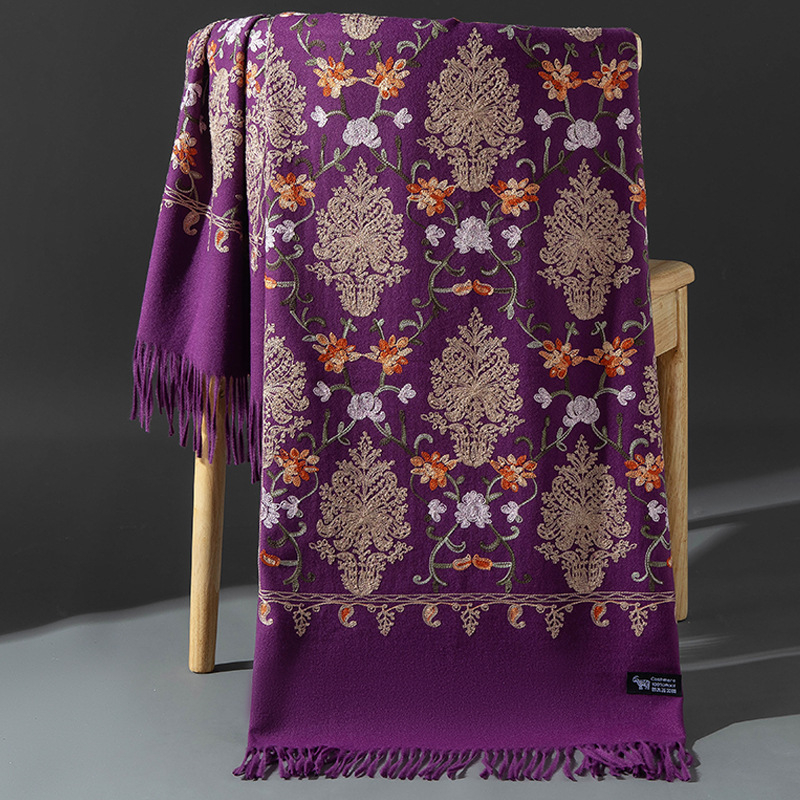 Κεντημένο φουλάρι, warp-knit ύφανση από συνθετικό κασμίρ, ζεστό, για τέσσερις εποχές, πολυεστερική μίξη