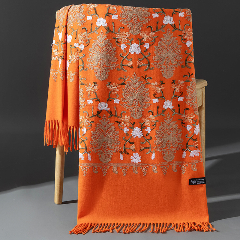 Κεντημένο φουλάρι, warp-knit ύφανση από συνθετικό κασμίρ, ζεστό, για τέσσερις εποχές, πολυεστερική μίξη