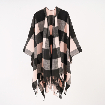 Φουλάρι unisex καρό με φούντες, φθινοπωρινό/χειμερινό, πολυεστέρας