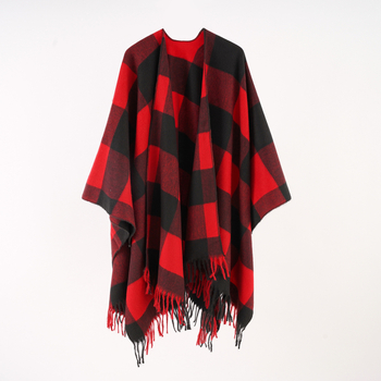 Φουλάρι unisex καρό με φούντες, φθινοπωρινό/χειμερινό, πολυεστέρας