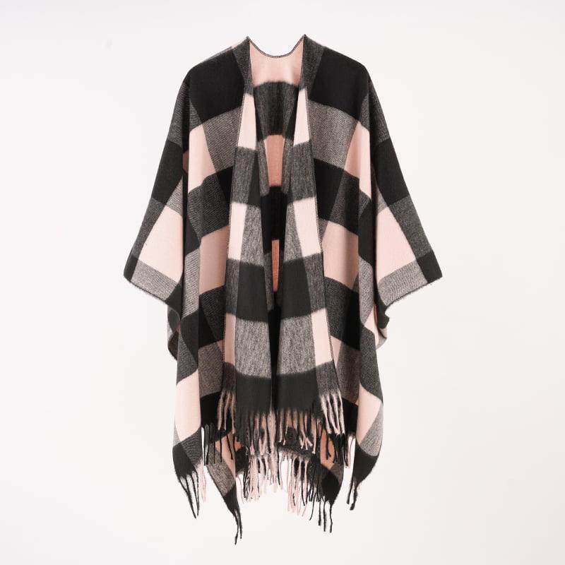 Φουλάρι unisex καρό με φούντες, φθινοπωρινό/χειμερινό, πολυεστέρας