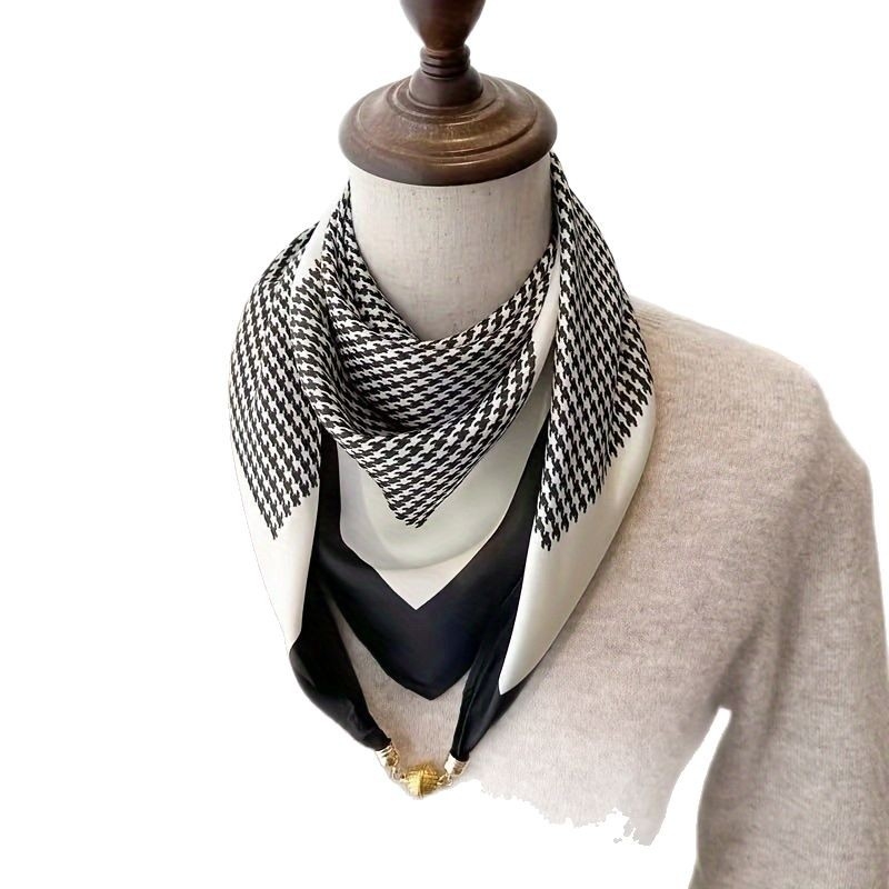 Γυναικείο φουλάρι τετράγωνο με μαγνητικό κούμπωμα – 100% πολυεστέρας, απλό ύφανση, μόδα άνοιξη-καλοκαίρι