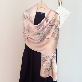 Μακρύ μεταξωτό φουλάρι με σατινέ ύφανση, 100% μετάξι, λογοτεχνικό ρετρό στυλ, μεσαίο μήκος