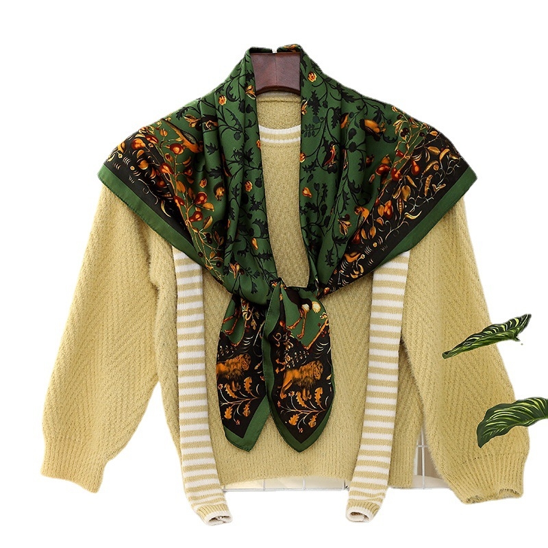 Yoohoo τετράγωνο φουλάρι από βαμβακομετάξι με απλή ύφανση, εκτύπωση, βαφή tie-dye και σατινέν φινίρισμα — καλοκαιρινή μόδα