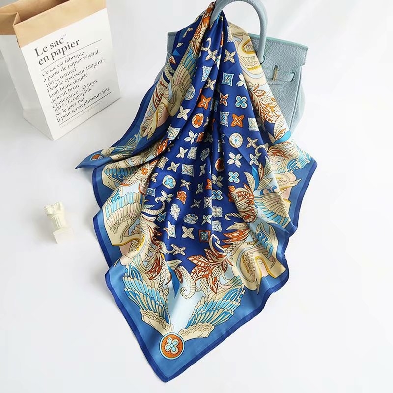 Yoohoo τετράγωνο φουλάρι από βαμβακομετάξι με απλή ύφανση, εκτύπωση, βαφή tie-dye και σατινέν φινίρισμα — καλοκαιρινή μόδα