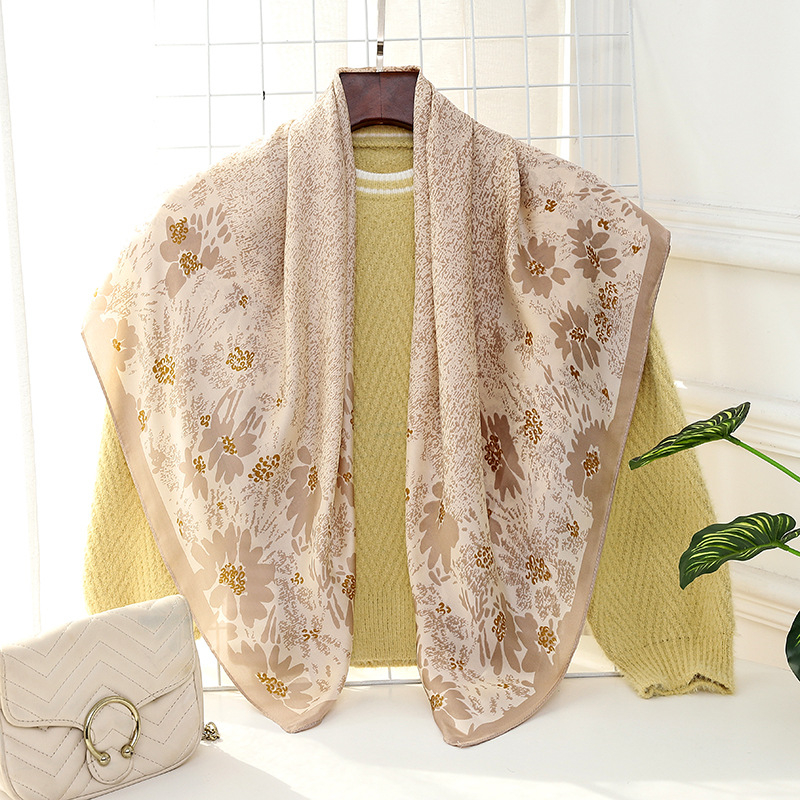 Yoohoo τετράγωνο φουλάρι από βαμβακομετάξι με απλή ύφανση, εκτύπωση, βαφή tie-dye και σατινέν φινίρισμα — καλοκαιρινή μόδα