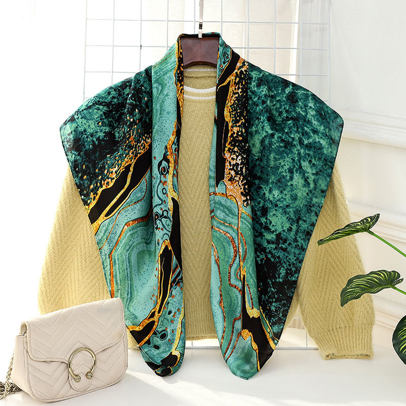 Yoohoo τετράγωνο φουλάρι από βαμβακομετάξι με απλή ύφανση, εκτύπωση, βαφή tie-dye και σατινέν φινίρισμα — καλοκαιρινή μόδα