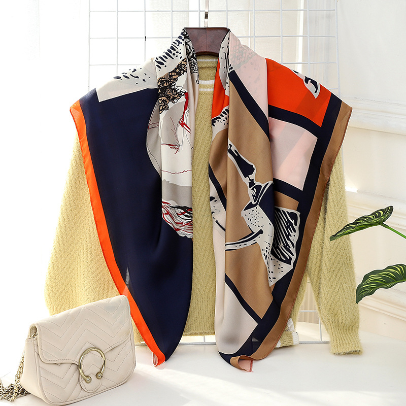 Yoohoo τετράγωνο φουλάρι από βαμβακομετάξι με απλή ύφανση, εκτύπωση, βαφή tie-dye και σατινέν φινίρισμα — καλοκαιρινή μόδα