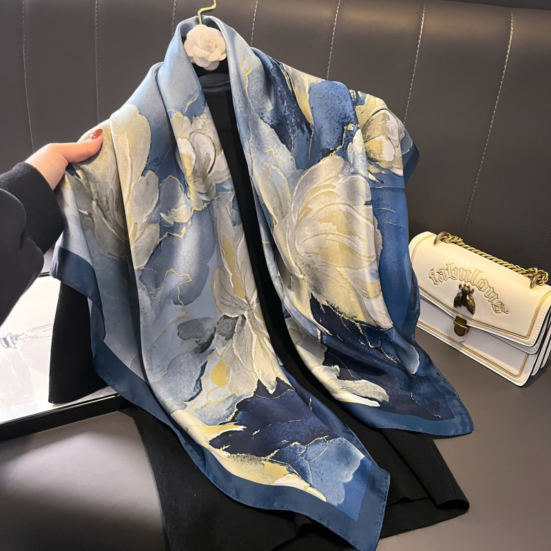 Yoohoo τετράγωνο φουλάρι από βαμβακομετάξι με απλή ύφανση, εκτύπωση, βαφή tie-dye και σατινέν φινίρισμα — καλοκαιρινή μόδα