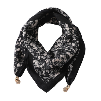 Τριγωνικός φουλάρι με φλοράλ σχέδιο από πολυεστέρα, ύφανση warp knitting, ψηφιακή εκτύπωση; διατηρεί τη θερμότητα, σκιά και προστασία από τη σκόνη; κατάλληλο για τέσσερις εποχές